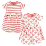 Touched by Nature Baby Girls' Organic Cotton Dress, Playwear, Tulip Short Sleeve 2 Pack, 12-18 Months (18M) US (Pack of 2)