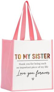 FBCCZEY Canvas Tote Bags for Women, Sister Gifts from Sisters, To My Sister Tote Bag, Graduation Christmas Mothers Day Birthday Gifts for Sister, Waterproof Beach Shopping Tote Bag (Pink), Mysister2,