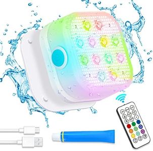 VIDOME Underwater Led Lights with Remote, IP68 Waterproof Magnet Floating Lights for Bathtubs, Ponds, Parties (1 Set)