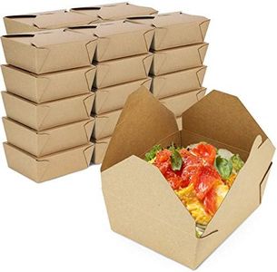 Fit Meal Prep 48 oz Paper Take Out Containers 6.8 x 5.5 x 2.5 - Kraft Lunch Meal Food Boxes, Disposable to Go Packaging, Microwave Safe, Leak Grease Resistant for Restaurant, Catering, 40 Pack