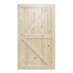 SmartStandard 48in x 84in Sliding Barn Wood Door Pre-Drilled Ready to Assemble, DIY Unfinished Solid Spruce Wood Panelled Slab, Interior Single Door Only, Natural, K-Frame (Fit 8FT Rail)