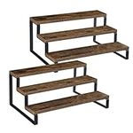 Giikin 3-Tier Spice Rack, 13.8 Inch Wood Countertop Spice Storage Holder, Kitchen Pantry Cabinet Organizer Cupboard for Spice Bottles, Jars, Seasonings, Baking Supplies, Metal Frame(Set of 2)