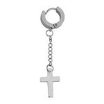 Sullery Religious Jesus Christ Cross Silver Stainless Steel Hoop Earrings For Men And Women