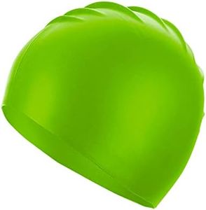 Doovid Swim Caps for Women Men Waterproof Silicone Swim Cap Ear Protection Long Hair Sunscreen Swimming Cap Green Grass One Size