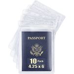 MIFFLIN Passport Holders (Clear, 108x152 mm, 10 Pack), Extra Large ID Name Badge Holder, Zipperless Vertical Plastic Card Holders