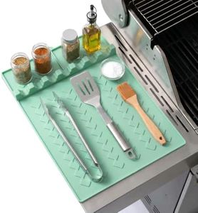 linseyCove Silicone Grill Mat, BBQ Griddle Tools Mat with Drip Pad，Green