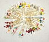 Adaamya® - 200 pcs - Cocktail Picks Cocktail Sticks, Toothpicks Fruit Garnish Sticks, Bamboo Toothpicks Party Supplies (Mix Colors) (200)