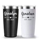 Grandpa and Grandma Est 2023 Travel Mug Tumbler.Grandparents Gifts.Fathers Day Mothers Day Birthday Christmas Gifts Ideas for Grandma and Grandpa from Grandkids Grandchildren.(20oz Black&White)