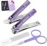 MelodySusie Manicure Set, Professional Nail Clippers Set, 4 in 1 Manicure Kit for Women, Stainless Steel Fingernail Toenail Clippers, Pedicure Nail Care Grooming Kit, Stocking Stuffers Gifts, Purple