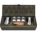 Whiskey Chilling Stones Gift Set - 6 Handcrafted Premium Granite Round Sipping Rocks - 2 Crystal Superior Glasses - Hardwood Presentation & Storage Tray - Elegant Gold Foil Gift Box by R.O.C.K.S.