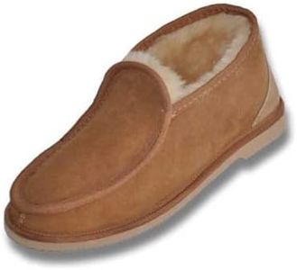 UGG Men's Ankle Slippers - Australian Premium Wool, Anti-Slip, Super Warm and Comfortable Size 10 US Chestnut