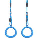 Dolibest 2 Pack Round Trapeze Ring, Monkey Bar Handle Grip with 72-102cm Adjustable Rope for Outdoor Playground Obstacle Course Playset Training Equipment Indoor Fun Activity, Blue