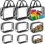 9 Packs Clear PVC Toy Storage Bags Toiletry Bags Waterproof Kids Zippered Toy Organizing Bags for Building Blocks Puzzle Stationery Black