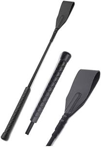 Riding Crop 18" for Horses, Equestrian Riding Crop for Horses, Double Slapper Horse Crop, Black English Riding Crop, Genuine Leather Horse Crop (Black)