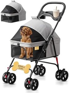 LUXE CARES 4 Wheel Foldable Pet Stroller - Lightweight Dogs and Cats Stroller Upto 44lbs with Mesh Canopy, Storage Basket and Cup Holder, Durable for Walks and Outings (Small)