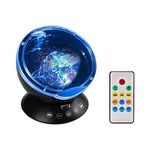 Number-One Ocean Wave Projector Lamp, Built-in Mini Music Player TF Card Slot, 4 Sounds, 7 Colorful Light, 1H/2H/4H Timer Remote Control Projection Sleep Christmas Nightlight for Baby Kids Adults Bedroom (Black)