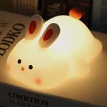 YISUN Cute Rabbit Silicone Night Light - Funny Lamp,Nursery Squishy Light for Breastfeeding Room Décor,Dimmable, Rechargeable