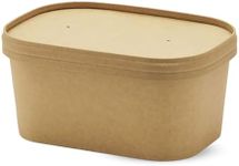 CHEF ROYALE Kraft Food Storage Container with Lids 100 x 1000ml Food Prep Takeaway Container with Kraft Airtight Lids Heavy Duty Rectangular Stackable Ideal for Takeaway (100, 1000ml)