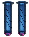 MIZZEO Rubber and Aluminium Handle Grip (Pack of 2) Design Diamond - Red & Black Compatible with Yamaha Ray-ZR 125 FI