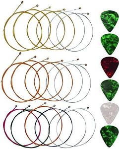 Yookat Acoustic Guitar Strings with 6 Picks, 3 Sets of 6 Acoustic Guitar Kit Guitar Strings Replacement Steel String For Beginners Performers