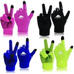 FINGER TEN Winter Cycling Gloves for Kids Boys Girls Knitted Glove Value 4 Pairs, Winter Running Gloves Junior Youth Age 5-13 for Outdoor Bike Riding Sport Football School (Multicolor)