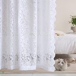 ALIGOGO White Lace Curtains 84 inches Long-Vintage Floral Luxury Lace Sheer Curtains for Living Room 2 Panels Rod Pocket 52 W x 84 L Inch,White