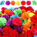 WILLBOND 140 Pcs Marigold Flower Head Mexican Artificial Marigold Flowers Halloween Flower Day of The Dead Decoration for Diwali Indian Decor DIY Wreath Garland Craft(2 Inch,Multi Color)