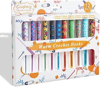 Coopay Warm Crochet Hooks Plus for Crochet Gifts, 12PCS 2mm-8mm(B-L) Crochet Kit Crochet Hook Set Ergonomic Grip Crochet Needles for Crocheting Art Yarn Craft,Precious Knitting & Crochet Supplies
