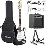 Display4top Full-Size Electric Guitar Most complete Beginner Super Kit Package with 20 Watt Amplifier, Guitar Stand, Bag, Guitar Pick, Strap,spare Strings, Tuner, Case and Cable (BlackWhite)