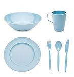 Scout and Girl Guide Summer Blue Dining Set - Reusable Plate, Bowl, Mug & Cutlery Virtually Unbreakable Polycarbonate Tableware Set