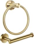 Bathroom Hardware Set,Brushed Gold Bathroom Accessories Set Stainless Steel 2 Pieces Include Brushed Gold Toilet Paper Holder & Hand Towel Ring,Wall Mounted