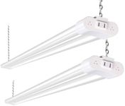 hykolity 2 Pack 4FT Linkable LED Shop Light for Garage, 4400lm, 4FT 42W Utility Light Fixture, 5000K Daylight LED Workbench Light with Plug, Hanging or Surface Mount, White - ETL