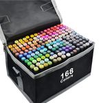 ARROLLIANT duel tip alcohol marker Professional Art Set 168- Double Ended Blendable Alcohol Based Ink Colors with Fine and Chisel Tip. Perfect for Artists Beginners Adults and Kids (168)