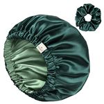 YANIBEST Satin Bonnet Silk Bonnet Hair Bonnet for Sleeping Satin Cap Extra Large Reversible for Women Curly Natural Hair, Sage, L