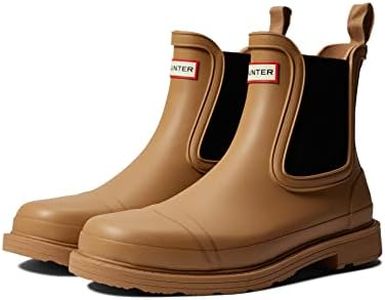 HUNTER Commando Chelsea Boot for Women - Low Block Heels, Slide Closure, and Waterproof Tawny 10 M