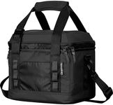 CleverMade Pacifica Pro Cooler Bag; Soft Sided Insulated Leakproof 18 Can Lunchbox with Bottle Opener & Shoulder Strap; Made from Recycled Materials, Midnight/Black