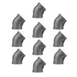 1/2" Elbow 45 Degree Fitting, PIPE DECOR Black Malleable Iron Fittings Fit Standard 1/2 Inch Pipes, Nipples and Fittings, Regular Plumbing Applications and Vintage DIY Furniture, 10 Pack