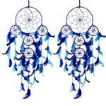 DULI Dreamcatcher Jumbo Combo Handmade Pack of 4 Dreamcatchers for Bedrooms Office Balcony Outdoors Garden Car Hanging,Dreamkacher (Big Blue)