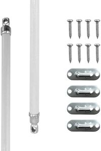 Amazing Drapery Hardware White Swivel Sash Curtain Rods with Silver Ends, Set of 2 (Hardware Included) - Adjustable Length 12-20 Inches, Easy to Install Metal Rods for Doors, Windows, and Sidelights