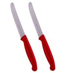 KOHE Stainless Steel Utility Kitchen Knife(Wide Serrated, Pack of 2) for Slicing Fruits & Vegetable (Utility Knife 1141.3 Red)