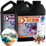 Epoxy Resin - 2L Crystal Clear Resin Kit for Jewellery Making, DIY Art &Craft, Coasters, Casting, Ornament, Mold, Low Odour, Non-Toxic, Self-Leveling Epoxy for Beginners