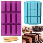 Skytail 2 Pack Rectangle Protein Bar Silicone Mold Nutrition Breakfast Cereal Bar Molds Energy Bar Maker for Baking Bread Ganache Chocolate Truffles Brownie Caramel Cornbread Cheesecake Butter Mould