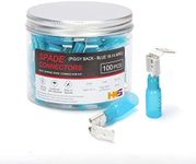 HKS 100PCS Piggyback Spade Connector Blue 16-14 AWG - Heat Shrink Electrical Quick Disconnect Wire Connectors Kit - Tinned Red Copper - Automotive Marine Crimp Connectors - Waterproof and Insulated