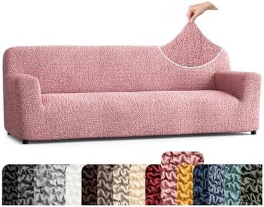 PAULATO BY GA.I.CO. Sofa Slipcover - Stretch Couch Cover - Stylish Cushion Sofa Cover - Soft Fabric Slip Cover - 1-Piece Form Fit Washable Protector for Pet - Microfibra Collection - Coral Pink