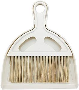 Small Broom and Dustpan Set Mini Dustpan and Brush Set Hand Broom Cute Little Whisk Dust Pan and Brush Set for Camping,Keyboard,Table,Desk,Window Gaps,Small Messes, Kids,Cat,Dog(White)
