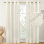 YoungsTex Linen Curtains 84 Inch Long 2 Panels Grommet Elegant Natural Linen Textured Light Filtering Curtains Privacy Window Drapes for Living Room Bedroom, 52 x 84 Inches