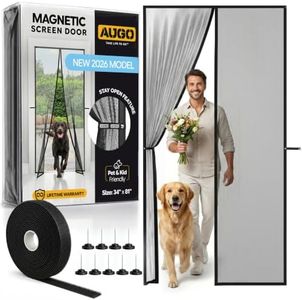 AUGO Magnetic Screen Door - Self Sealing, Heavy Duty, Hands Free Mesh Partition Keeps Bugs Out - Pet and Kid Friendly - Patent Pending Keep Open Feature - 34 Inch x 81 Inch