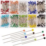 AIEX 1000 Pieces Sewing Pins Glass Ball Multicolor Head Pins Straight Quilting Pins with Pearl Heads for Dressmaker Jewelry Decoration(38mm)