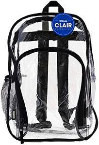 BAZIC PRODUCTS Clear Backpack Clair, Transparent Waterproof School Backpack for Travel Work, Sports & Events, See Through Plastic Bookbag Large Capacity, 17”, 24-Pack