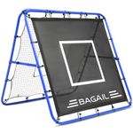 BAGAIL Double Sided Rebounder Net, Football Nets, Reforced Painted Poles, Adjustable Angles, Rebound Net with Target for Skills Training, Portable Football Goals for Garden, 120x120cm